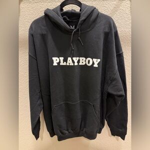 PLAYBOY Black Hoodie with White Logo
